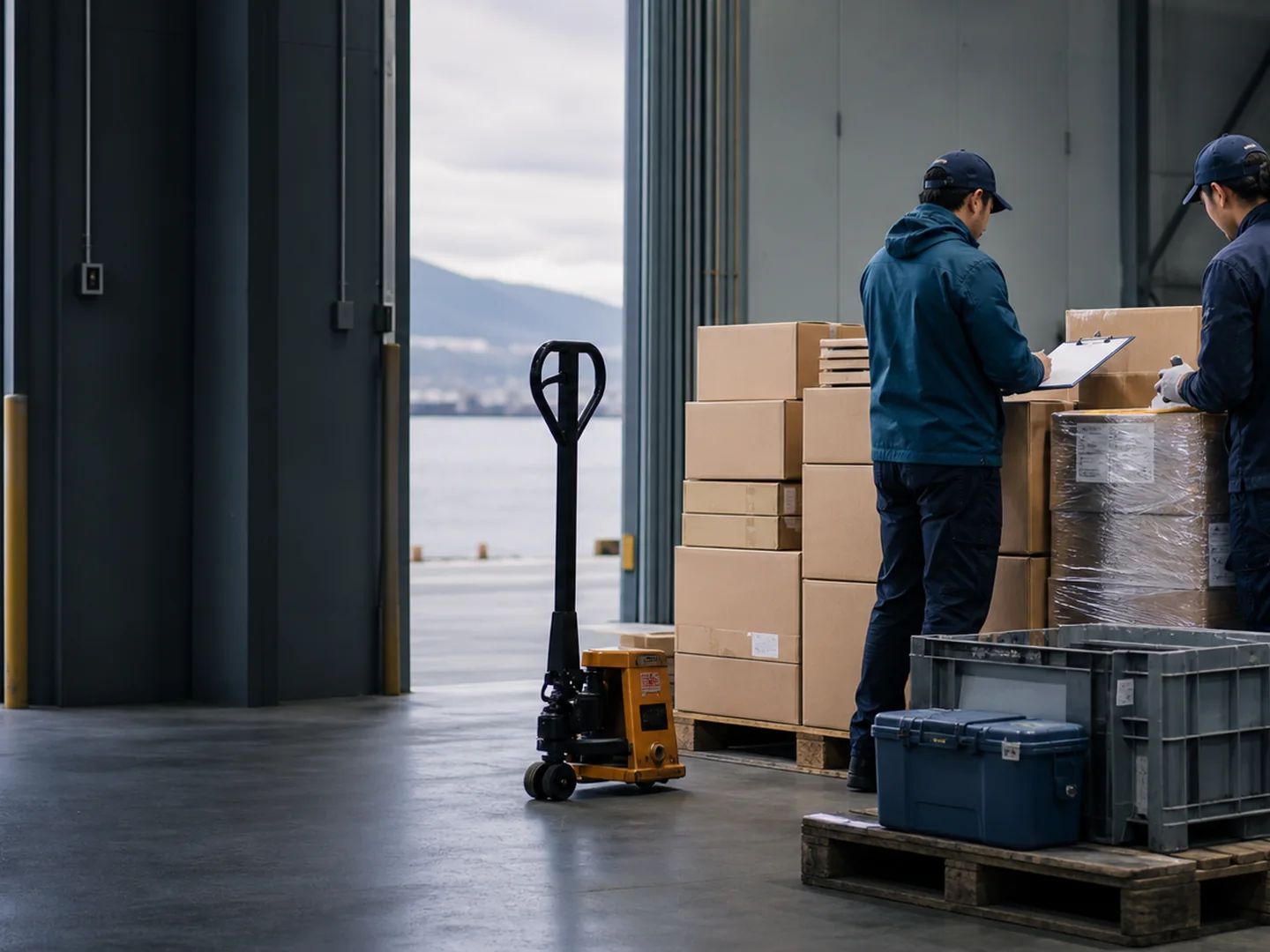 Marine supply order being checked and consolidated for vessel delivery